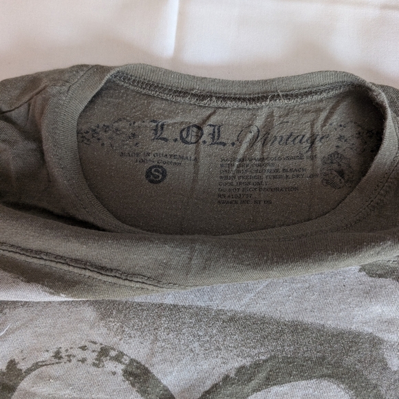 L.O.L. Vintage Olive Green Love Peace Tee - Picture 3 of 4